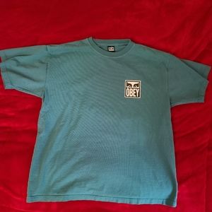 OBEY TEAL OVERSIZED T SHIRT LARGE (L) NEW